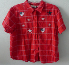 Camisa feminina de algodão grama limão patriótica botão frontal tamanho 2X patch bordado comprar usado  Enviando para Brazil