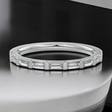 Boda1 quilate corte baguette diamante banda 950 platino laboratorio cultivado..., usado comprar usado  Enviando para Brazil