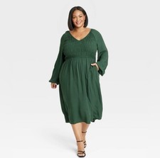 Vestido Midi Feminino Ava & Viv Verde Profundo Manga Balão Smocked Plus Size 2X comprar usado Vestido Midi Feminino Ava & Viv Verde Profundo Manga Balão Smocked Plus Size 2X comprar usado  Enviando para Brazil