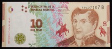 Argentina 10 pesos ND (2016) P-360 (M0105) - BA-G comprar usado  Enviando para Brazil