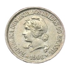 Moeda de prata 1906 Brasil 500 Reis 900/1000 Km506 XF-Sob  comprar usado  Brasil 