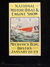 MA BOSTON 1910 CARTÃO POSTAL PUBLICITÁRIO MULTICOLORIDO NATL BARCO A MOTOR E SHOW DE MOTORES, usado comprar usado  Enviando para Brazil