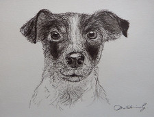 Caneta preta original desenhada à mão e desenho de cachorro de um Jack Russel Terrier comprar usado  Enviando para Brazil