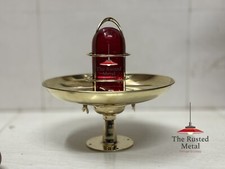 Luminária de teto náutica antiga de latão | Lâmpada de latão maciço com vidro vermelho comprar usado  Enviando para Brazil