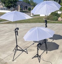 3 guarda-chuvas de luz para estúdio fotográfico, tripés com soquetes de luz com estojo de transporte comprar usado  Enviando para Brazil
