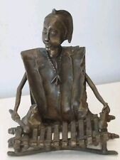  BRONZE STATUETTE MUSICIEN JOUANT DU  "BALAFON "ORIGINE D'AFRIQUE DE L'OUEST  comprar usado  Enviando para Brazil