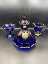 Conjunto de mesa 4 peças NORTHWOOD Regent Leaf medalhão azul cobalto manteiga creme gelatina de açúcar, usado comprar usado  Enviando para Brazil