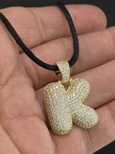 Usado, Novo colar de seda preta 925 prata esterlina letra K CZ comprar usado  Enviando para Brazil