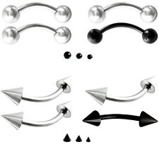 2er Set Banane Curved Barbell Piercing Augenbrauenpiercing schwarz silber comprar usado  Enviando para Brazil