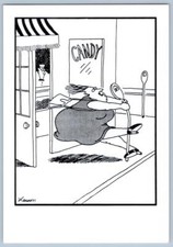 Usado, 1982 FAT WOMAN CANDY STORE PARQUÍMETRO GARY LARSEN FAR SIDE CARTÃO POSTAL VINTAGE comprar usado  Enviando para Brazil