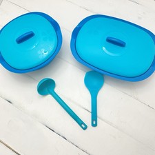 Usado, Conjunto de tigela Tupperware sopa arroz servidor concha pavão azul pavão legado comprar usado  Enviando para Brazil
