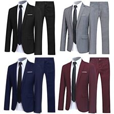Conjunto de 2 Peças Masculino Um Botão Slim Fit Terno de Negócios Blazer Jaqueta Calças Ternos, usado comprar usado  Enviando para Brazil