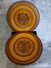 Par Vintage de Placas-Pirógrafo de Madeira Polida Pintado à Mão 7,5"x7,5" comprar usado  Enviando para Brazil