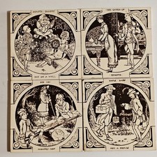 4x Azulejos Antigos Minton Hollins 6" Azulejo Berçário Rimas MOYR SMITH comprar usado  Enviando para Brazil