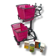 Carrinho de compras Barbie rosa muito para fazer supermercado com comida comprar usado  Enviando para Brazil