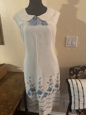 LINDO Vestido Floral Bordado Branco Azul Vintage R&K Originals por volta de 1960 comprar usado  Enviando para Brazil