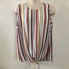 Usado, Regata Lane Bryant estampa listrada multicolorida frente amarrada rayon sem mangas plus 18 comprar usado  Enviando para Brazil