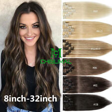 Usado, 8-32 polegadas Remy prendedor de extensões de cabelo humano trama de cabelo longo real cabeça cheia 8 peças comprar usado  Enviando para Brazil