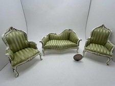 Juego de sofá y 2 sillas vintage miniatura para casa de muñecas artesanal JiaYi x1 escala 1:12 segunda mano  Embacar hacia Mexico