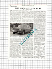Vauxhall Viva SL 90 Car Review -  1967 Article / Print for sale  SHILDON
