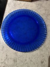 Prato de jantar vintage Colorex Brasil vidro azul cobalto 10" aro com nervuras com arranhões comprar usado  Enviando para Brazil