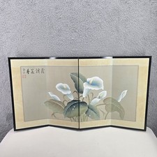 Pintura em tela de seda dobrável 4 painéis lírio calla vintage japonês  comprar usado Pintura em tela de seda dobrável 4 painéis lírio calla vintage japonês  comprar usado  Enviando para Brazil