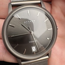 Relógio Skagen masculino 34 mm mostrador cinza data titânio pulseira de malha redonda 170LTTM NewBat comprar usado  Enviando para Brazil