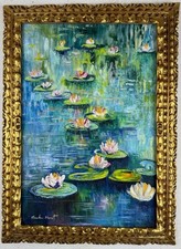Usado, Pintura a óleo sobre tela Claude Monet (feita à mão) emoldurada assinada e carimbada comprar usado  Enviando para Brazil