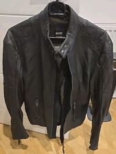 mens black leather jacket boss for sale  NOTTINGHAM