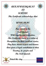 Irish guards acknowledgement for sale  CHATHAM