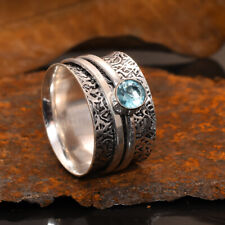 Handmade Giratorio Banda Topacio Azul 925 Plata de Ley Giratorios Anillo comprar usado  Enviando para Brazil