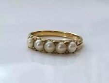 Usado, Anel vintage Art Deco folheado a ouro amarelo 14k corte redondo simulado pérola branca 2 quilates comprar usado  Enviando para Brazil