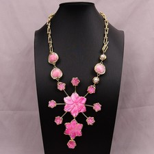 Colar de corrente de rodocrosita vermelha pérola branca cultivada pingente de flor concha comprar usado  Enviando para Brazil