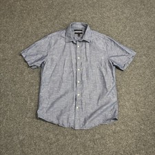 Camisa masculina Banana Republic botão mistura de linho média manga curta azul comprar usado  Enviando para Brazil