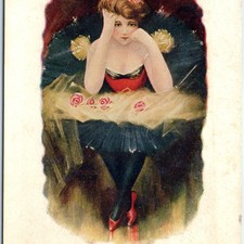 Cartão postal c1900s UDB bailarina tutu rosas rosa sapato vermelho teatro arte cênica A80 comprar usado  Enviando para Brazil