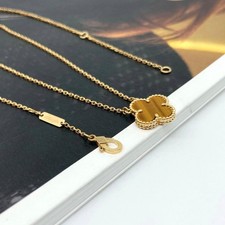 Van Cleef Arpels Alhambra Necklace 18k Yellow Gold Tiger's Eye Authentic comprar usado  Enviando para Brazil