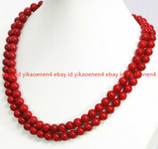 Usado, Colar de contas redondas de pedra preciosa coral vermelho natural 6 mm Japão Mar do Sul 24-80" AAA comprar usado  Enviando para Brazil