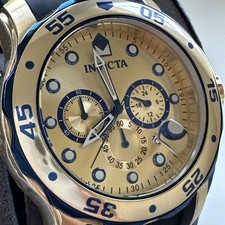 Invicta Relógio Masculino Pro Diver Scuba - Mostrador Dourado e Azul, 48 mm, Pulseira de Silicone comprar usado  Enviando para Brazil