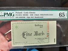 Litzmannstadt german/poland Łódź getto 1 marka 1940 GEM UNC 65. super rare! na sprzedaż  PL