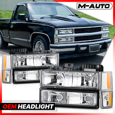 8PÇS [FAROL + LÂMPADA DE CANTO PARA-CHOQUES] Carcaça Cromada para 88-93 Chevy C/K C10 Pickup comprar usado  Enviando para Brazil