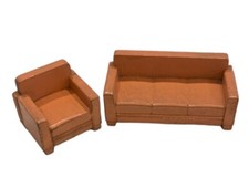 Sofá e cadeira rosa pêssego sala de estar móveis para casa de bonecas Strombecker década de 1930 2 peças, usado comprar usado  Enviando para Brazil