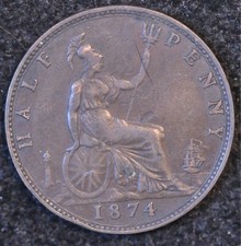 Halfpenny 1874 victoria for sale  SIDMOUTH