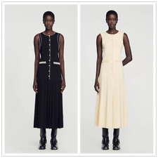 Vestido de malha Sandro cor contraste gola redonda borda pérola sem mangas ajuste fino comprar usado  Enviando para Brazil