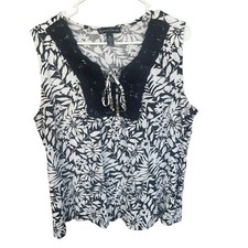 Regata feminina French Laundry plus size 2X preta branca floral boho contas de crochê comprar usado  Enviando para Brazil