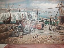 Quadro paesaggio pescatori usato  Palermo