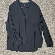 Blusa Eileen Fisher seda crepe georgette XL preta manga longa MSRP $278 comprar usado  Enviando para Brazil