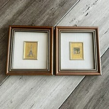 2 Vintage Torre Eiffel Arco do Triunfo Arte Miniatura 23kt Folha de Ouro Cromolitografia comprar usado  Enviando para Brazil