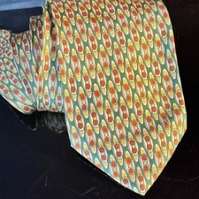 Usado, Broche de boliche Claude Montana gravata de seda retrô meio século moderno laranja verde oliva comprar usado  Enviando para Brazil