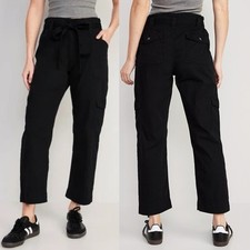 Calça de tornozelo Old Navy cintura alta cintura amarrada carga reta vestuário de trabalho tamanho grande  comprar usado  Enviando para Brazil