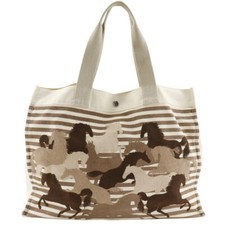 Bolsa tote HERMES Chevault marrom/off white mangueira de lona unissex comprar usado  Enviando para Brazil